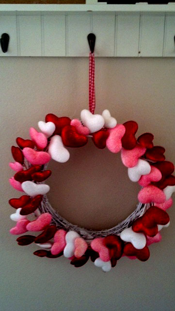 Heart covered Valentine's wreath