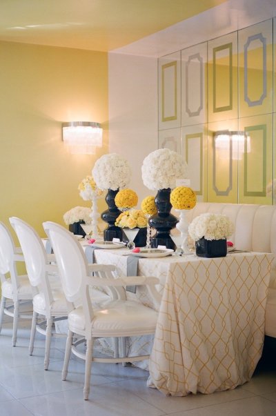 Gorgeous modern yellow and white table