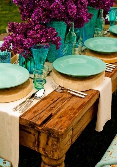Lovely Purple and Teal Tablescape