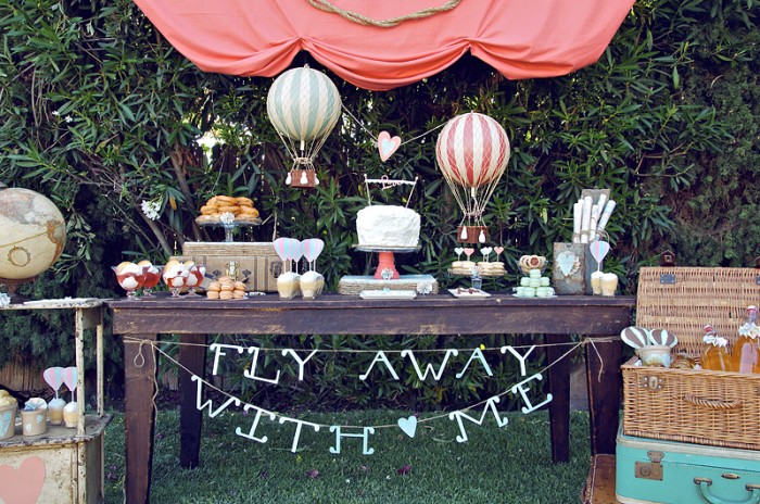air balloon baby shower dessert table