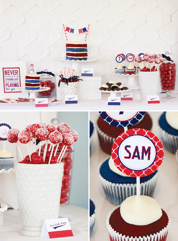red, white and blue modern baseball party